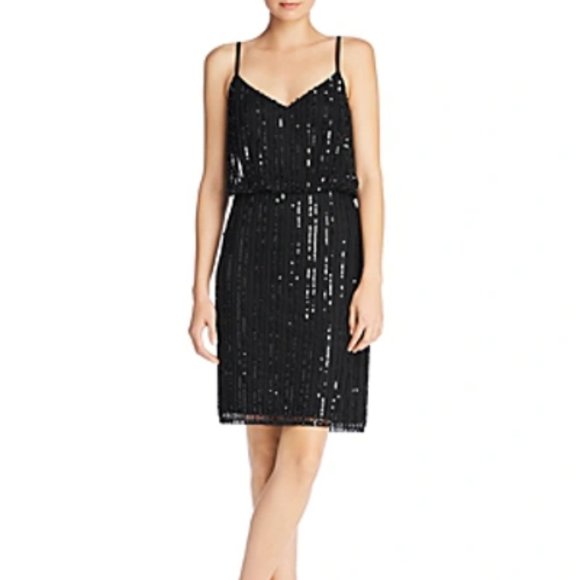 French Connection Sequin Black Cocktail Dress Size 4 - Picture 2 of 5